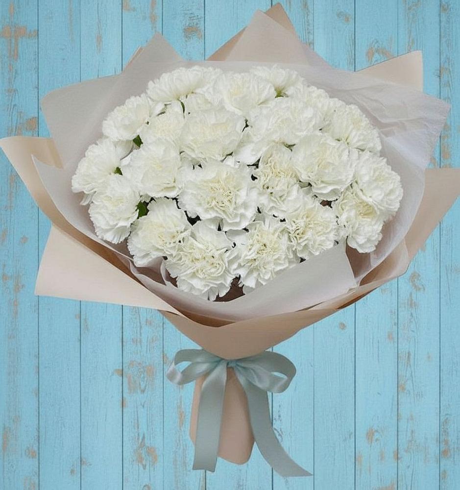 Букет Хрустальное утро в Минусинске Букет цветов из: Гвоздики в Минусинске