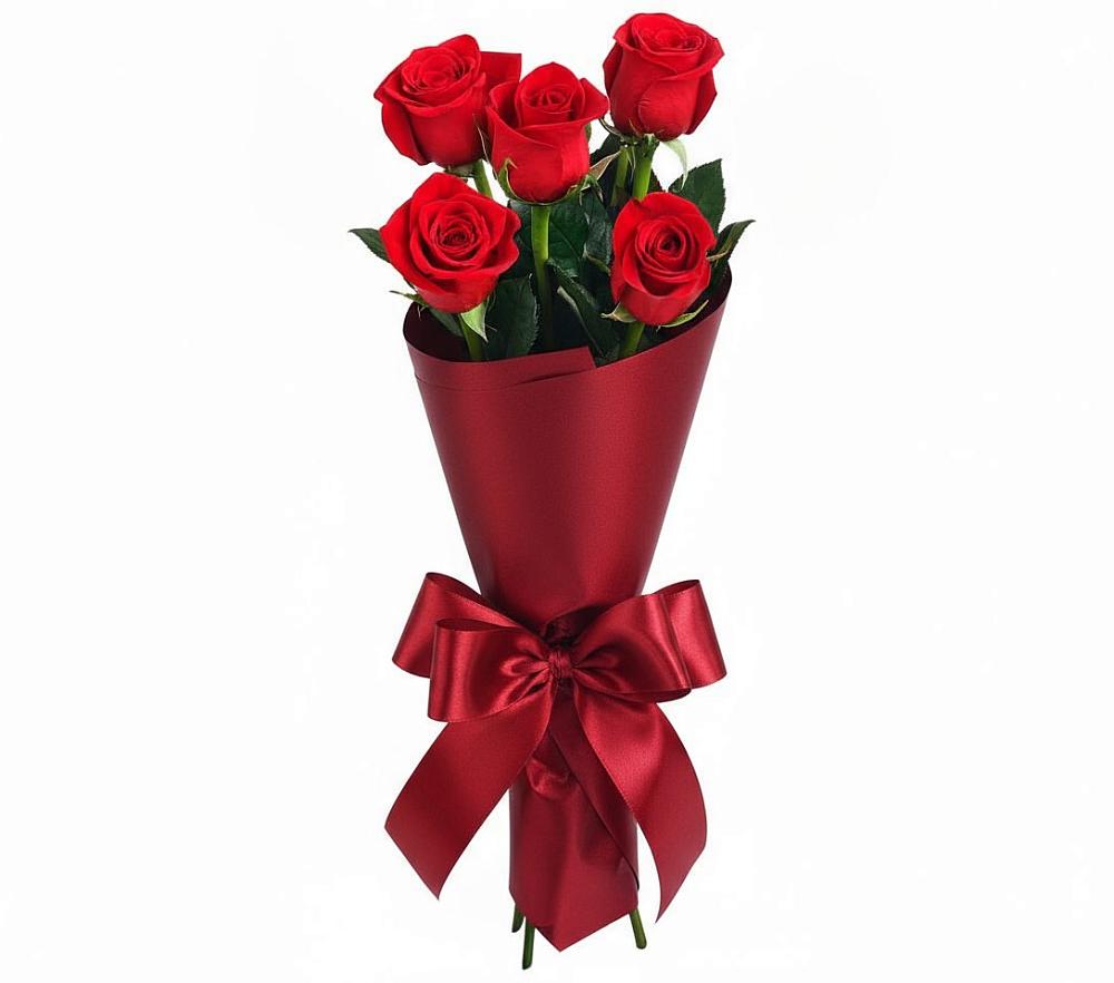 5 Красных роз Эдлесс Лав в Минусинске Букет 5 Красных роз Эдлесс Лав в Минусинске
