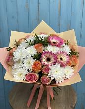 Букет гармония природы в Минусинске Букет цветов из:  Розы, Герберы и Хризантемы в Минусинске