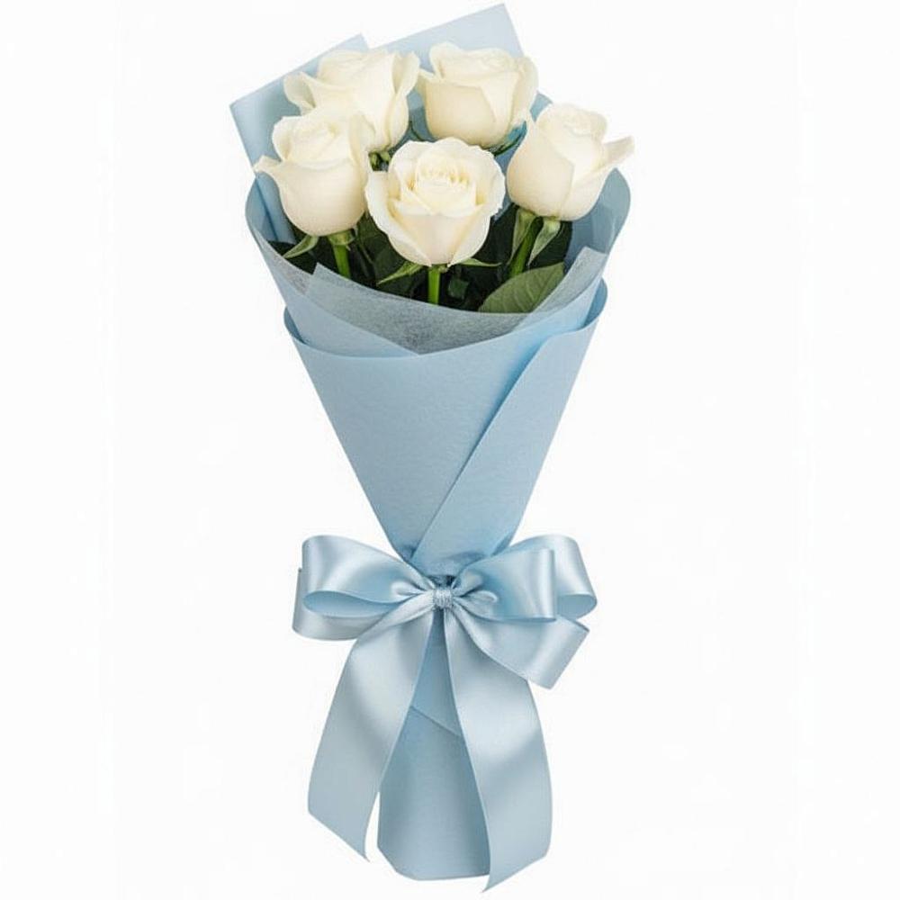 5 Белых роз Проуд в Минусинске Букет 5 Белых роз Проуд в Минусинске