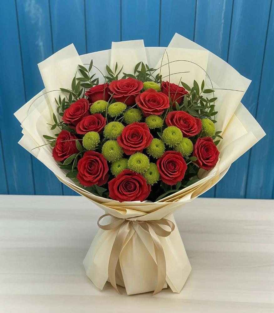 Букет Стихотворение в Минусинске Букет цветов из: Розы и Хризантемы в Минусинске