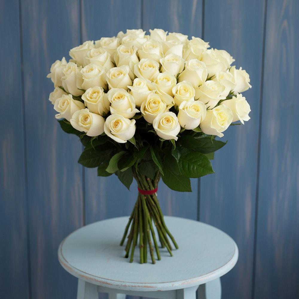 51 Белая роза Эдлесс Лав в Минусинске Букет 51 Белая роза Эдлесс Лав в Минусинске