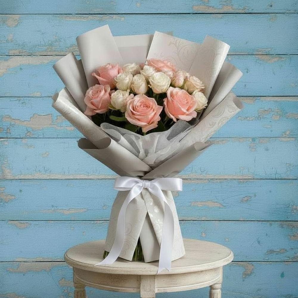 Букет Нежное облако в Минусинске Букет цветов из: Розы в Минусинске