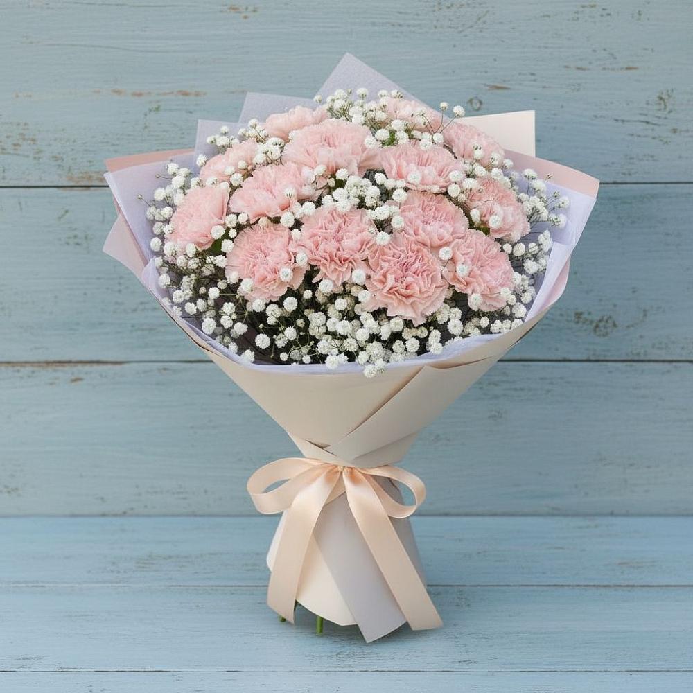 Букет Нежность рассвета в Минусинске Букет цветов из: Гвоздики в Минусинске