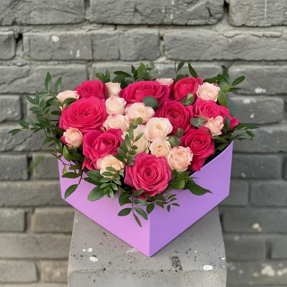Цветочная композиция из Розы в коробке в Минусинске