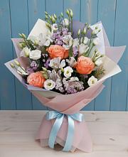 Букет Утренняя свежесть #REPLACE_PRED# Минусинске Букет цветов из:  Лизиантусы, Розы, Альстромерии и Гипсофила #REPLACE_PRED# Минусинске