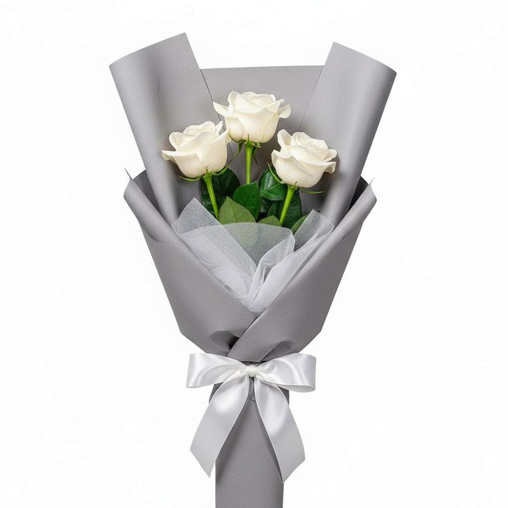 Букет 3 белые розы в Минусинске Букет 3 белые розы в Минусинске