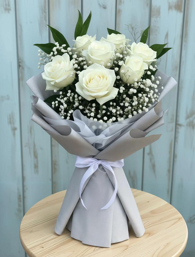 Букет из белых роз в Минусинске Букет цветов из: Розы в Минусинске